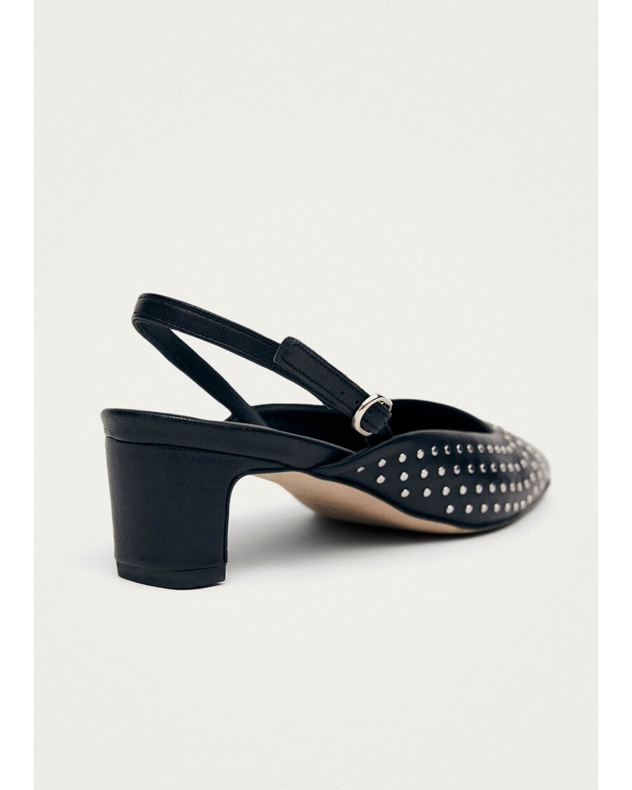 Alohas Lindy Studs Black Leather Pumps