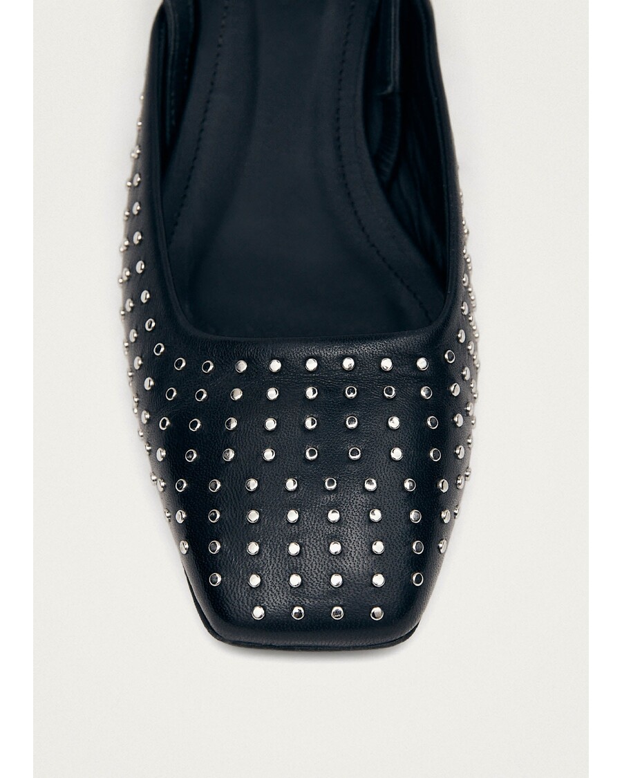 Alohas Lindy Studs Black Leather Pumps