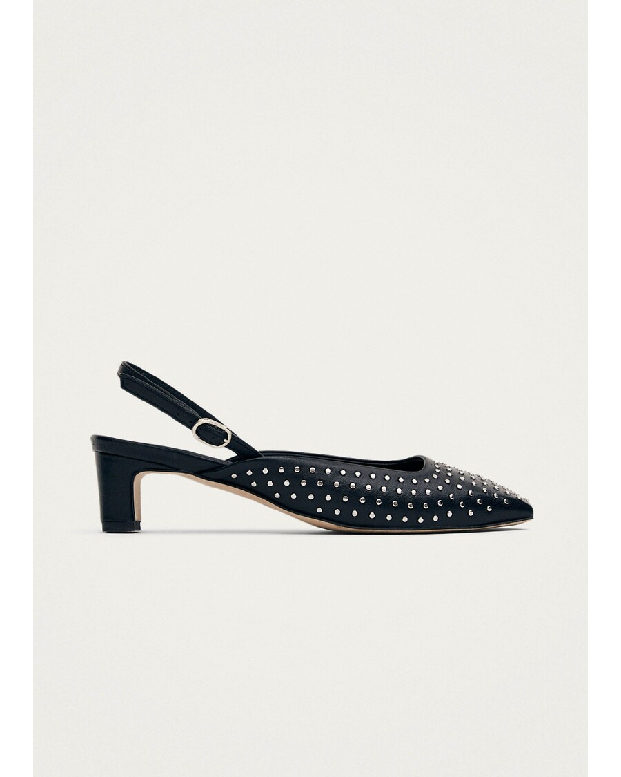 Alohas Lindy Studs Black Leather Pumps