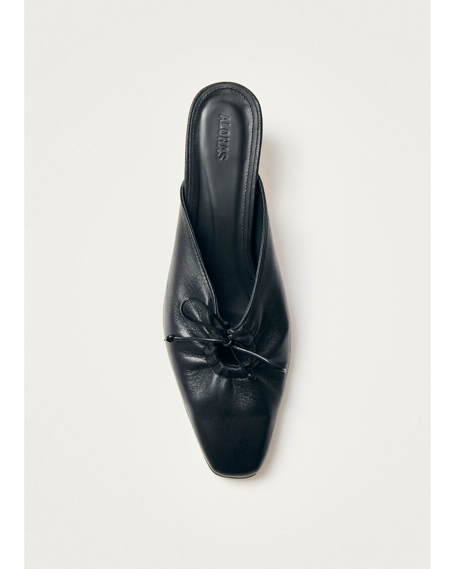 Alohas Amar Black Leather Mules