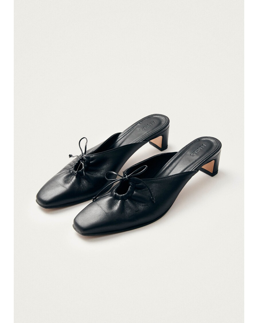 Alohas Amar Black Leather Mules