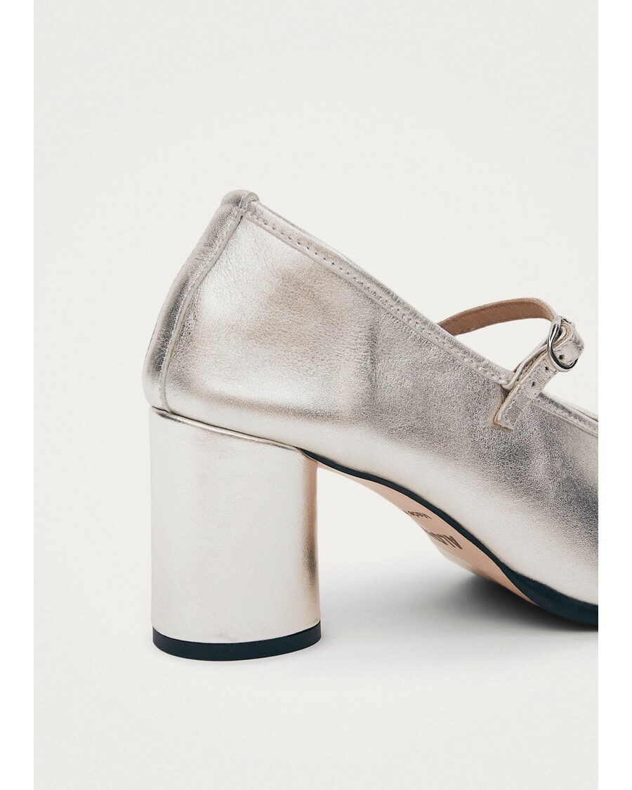 Alohas Esha Shimmer Silver Leather Pumps