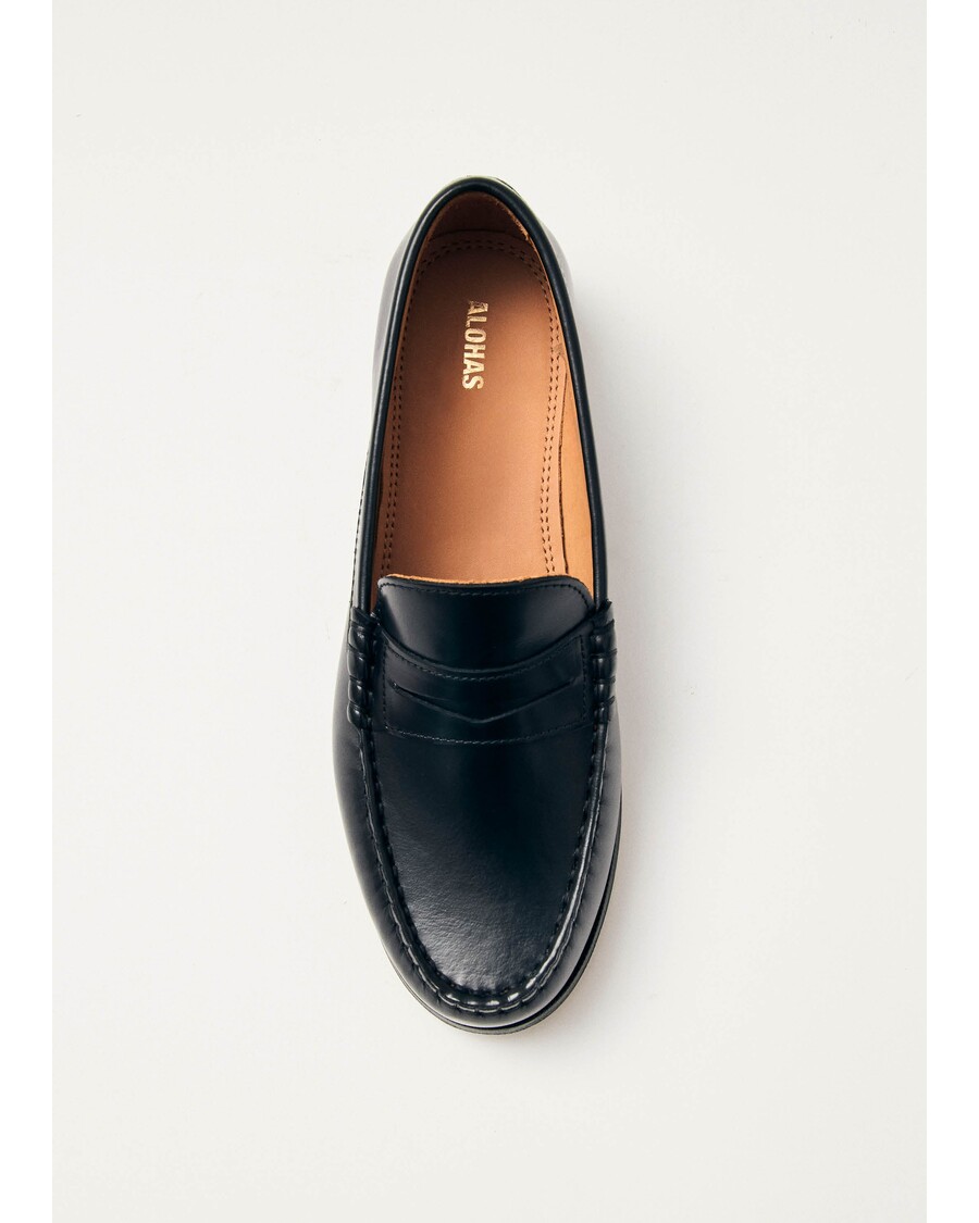 Alohas Rivet Black Leather Loafers
