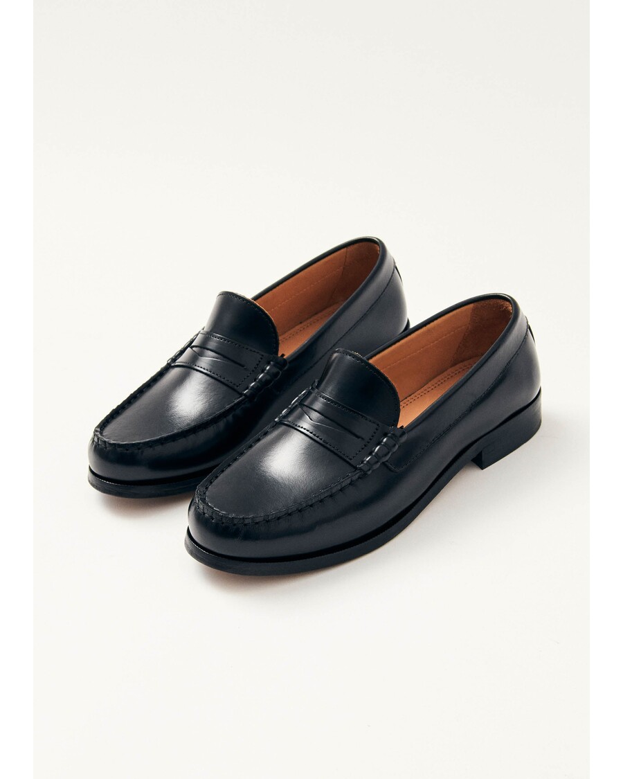 Alohas Rivet Black Leather Loafers