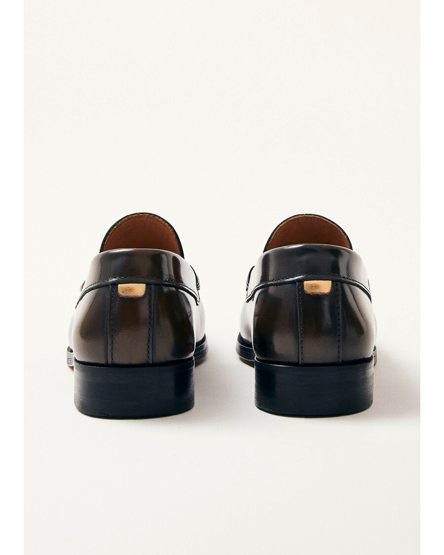 Alohas Rivet Brushed Coffee Brown Leather Loafers