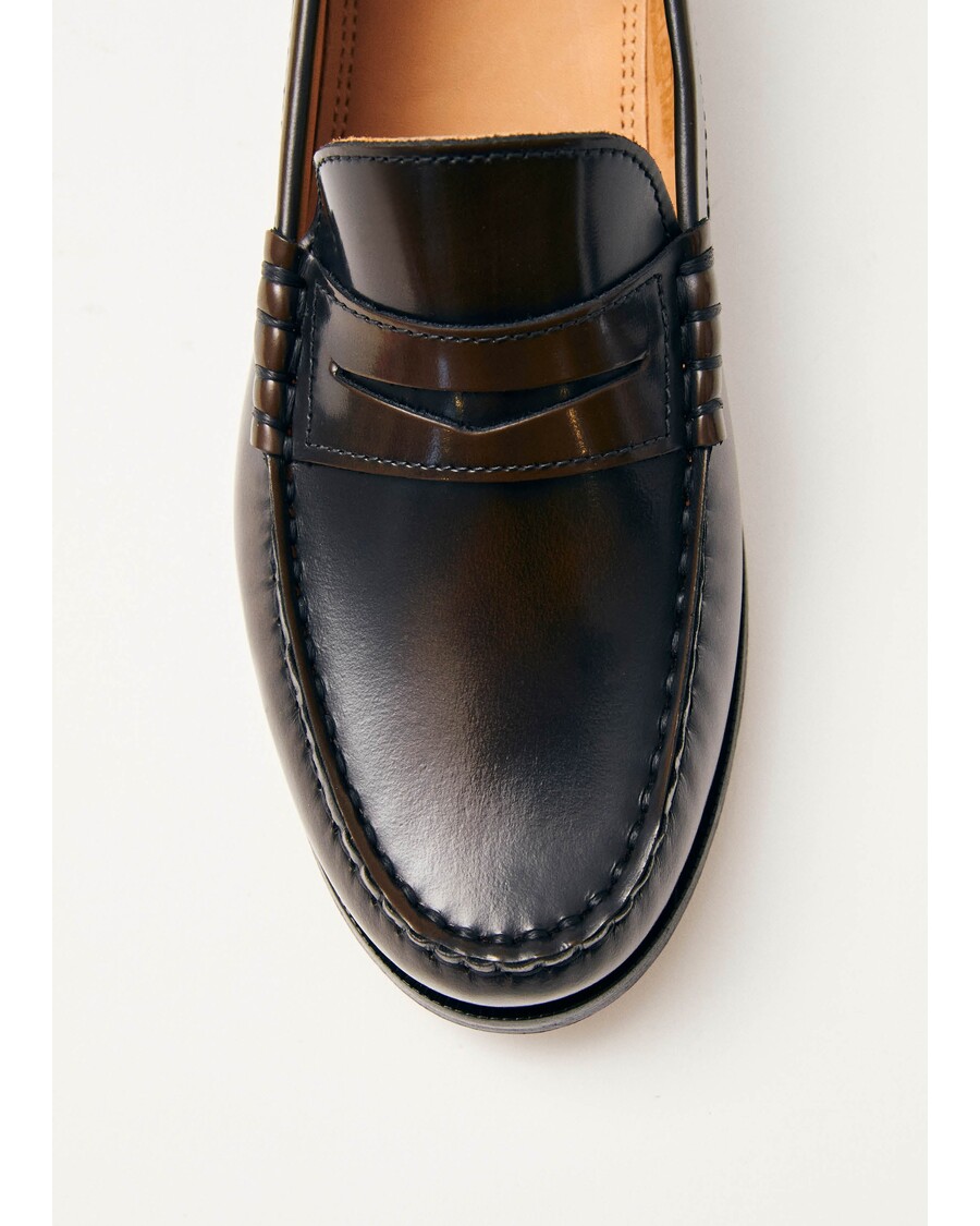 Alohas Rivet Brushed Coffee Brown Leather Loafers