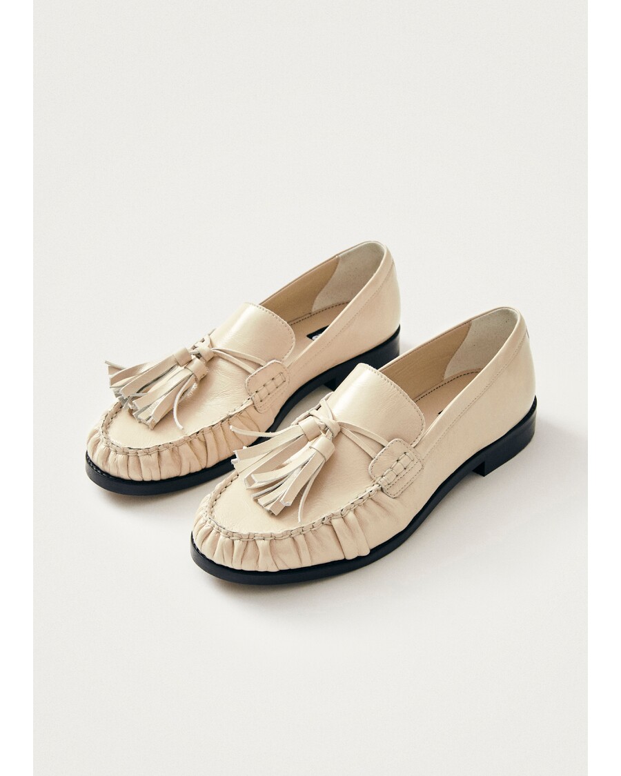 Alohas Marietta Onix Cream Leather Loafers