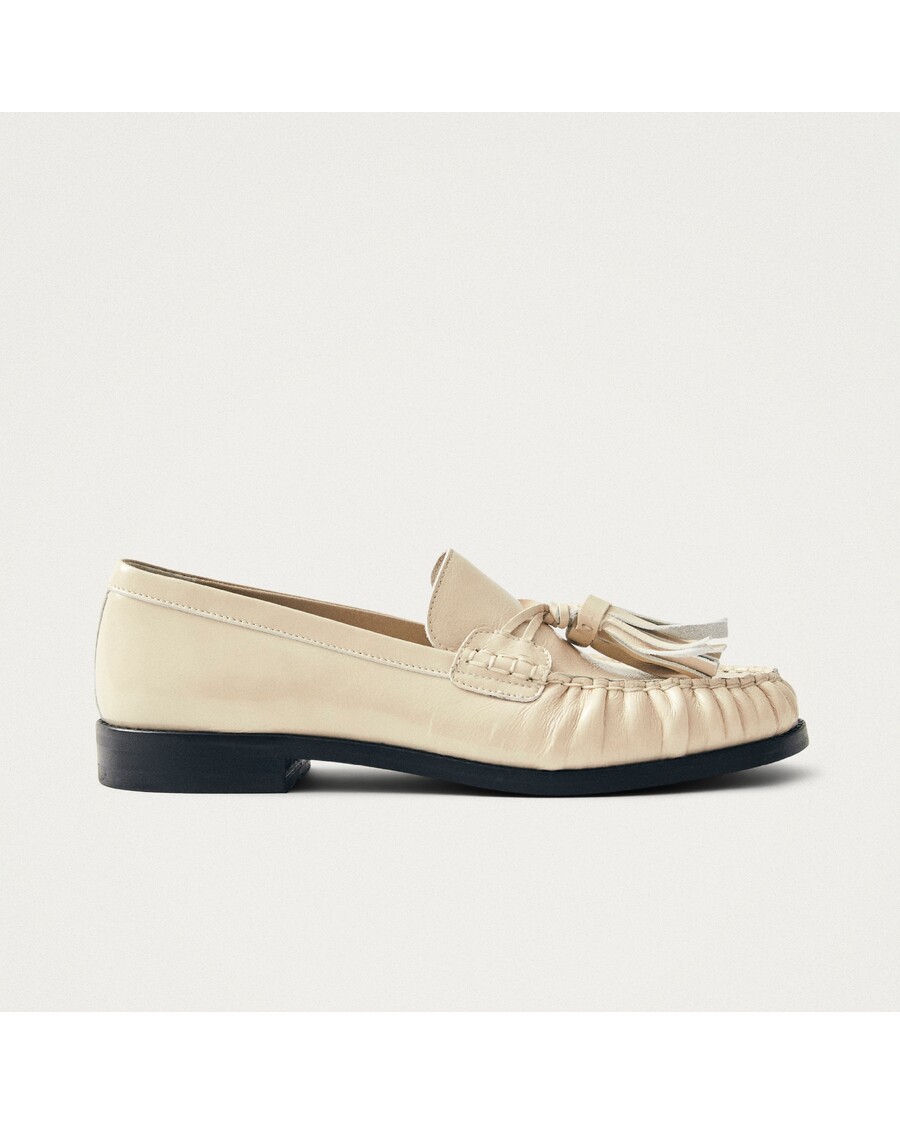 Alohas Marietta Onix Cream Leather Loafers