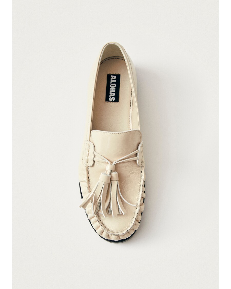 Alohas Marietta Onix Cream Leather Loafers
