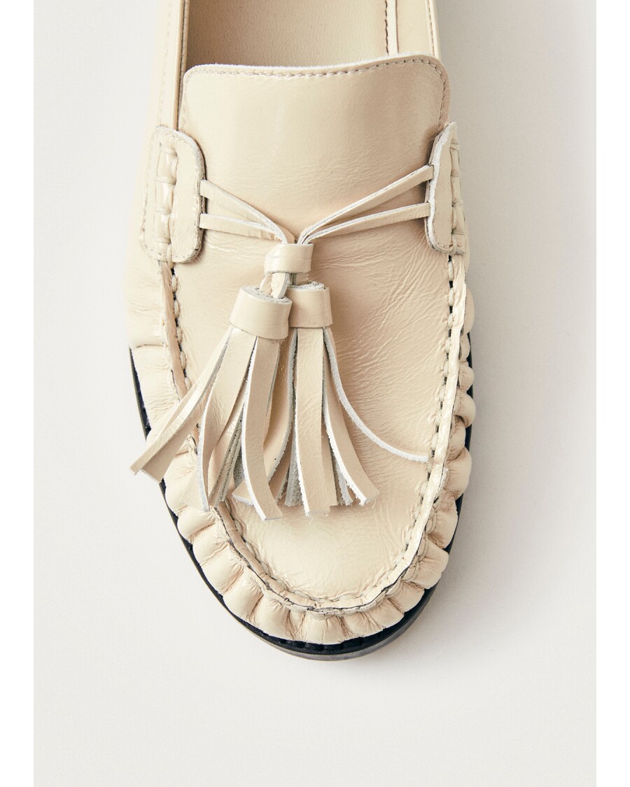 Alohas Marietta Onix Cream Leather Loafers