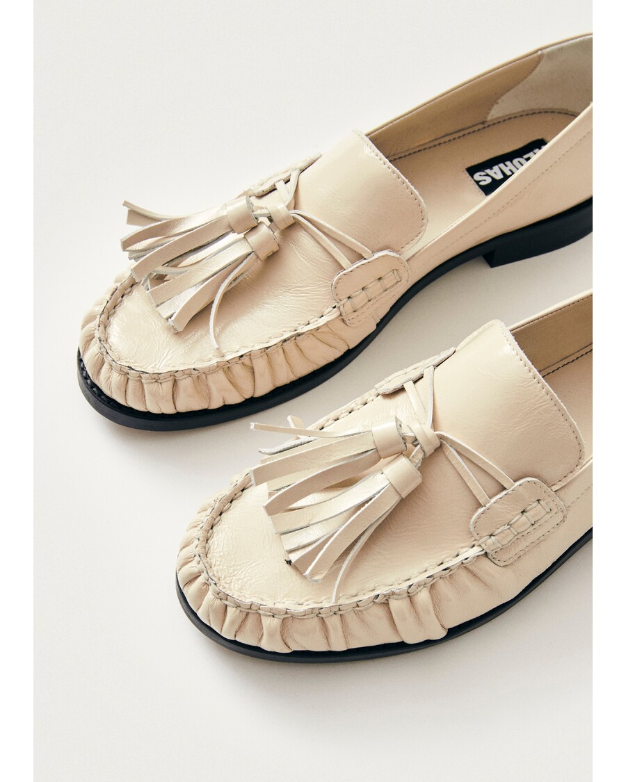 Alohas Marietta Onix Cream Leather Loafers