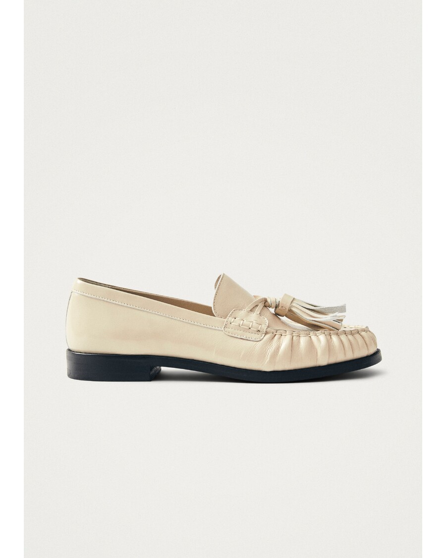 Alohas Marietta Onix Cream Leather Loafers