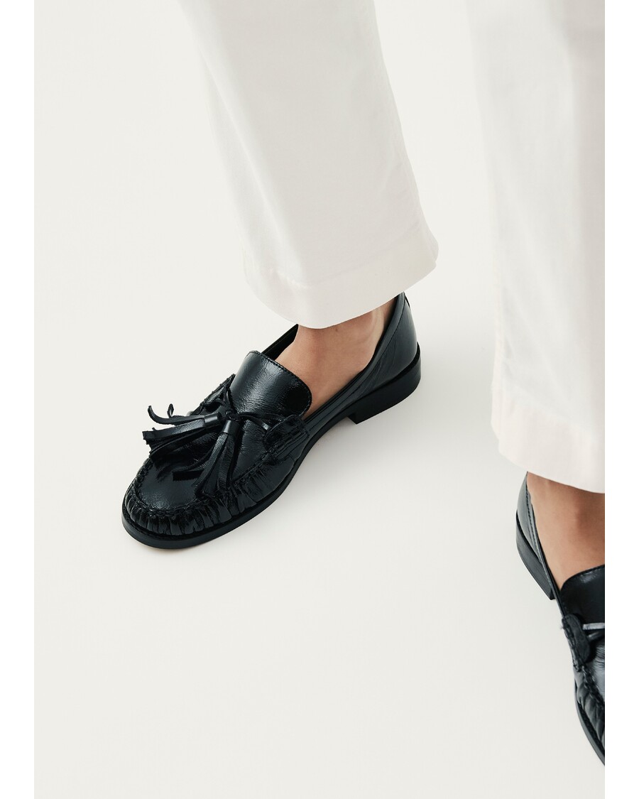 Alohas Marietta Onix Black Leather Loafers