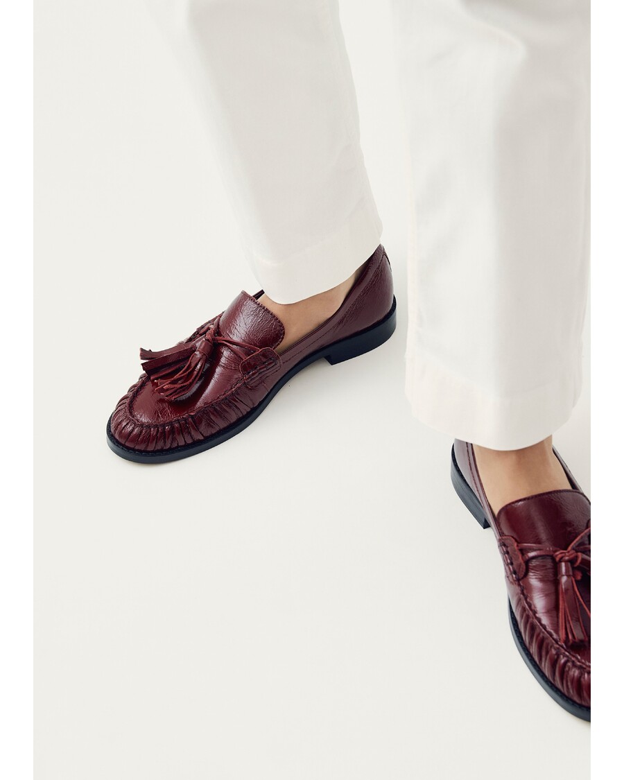 Alohas Marietta Onix Burgundy Leather Loafers