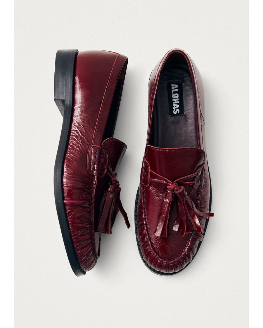 Alohas Marietta Onix Burgundy Leather Loafers