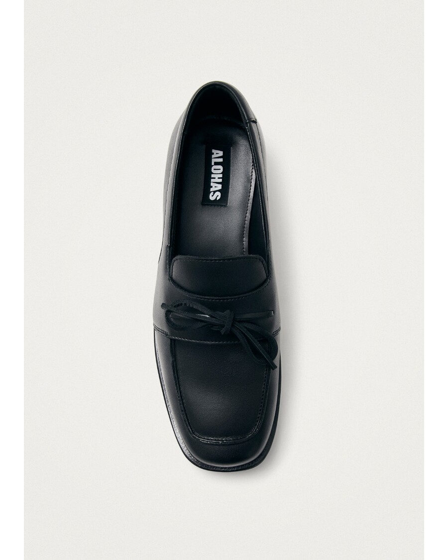 Alohas Amour Black Leather Loafers
