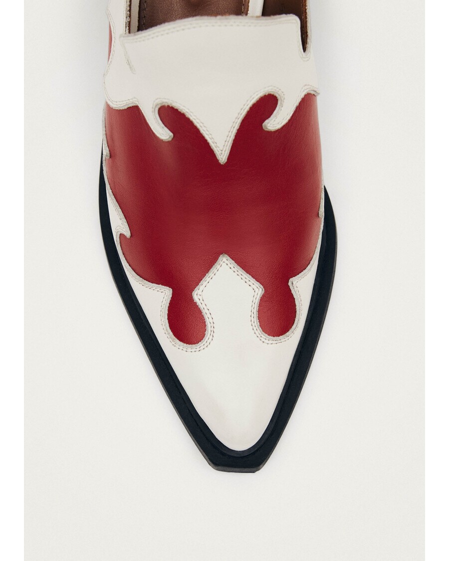 Alohas Weston Bicolor Red Cream Leather Mules