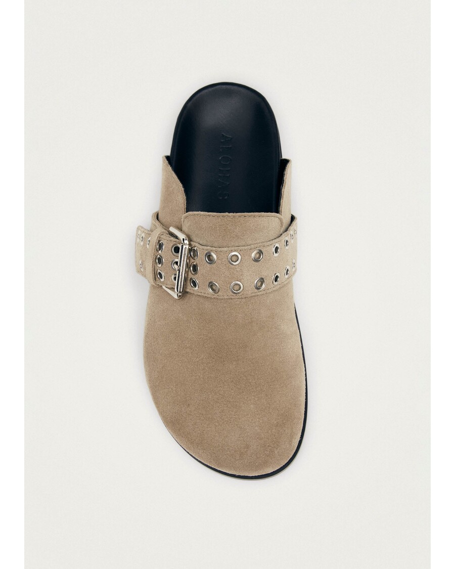 Alohas Halia Beige Leather Mules