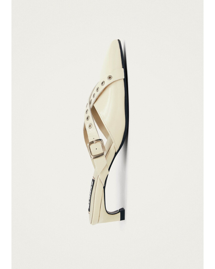 Alohas Zyra Onix Cream Leather Mules