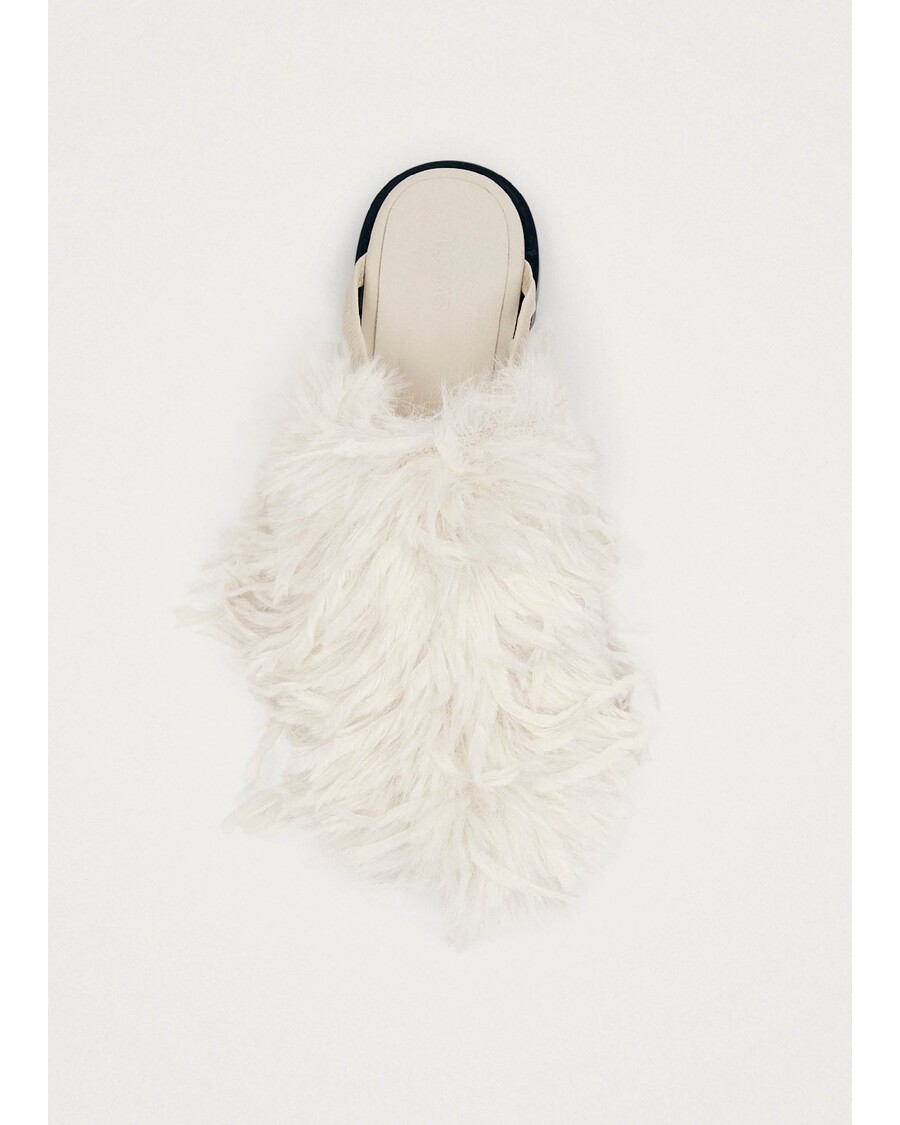 Alohas Maja Furry Cream Leather Mules