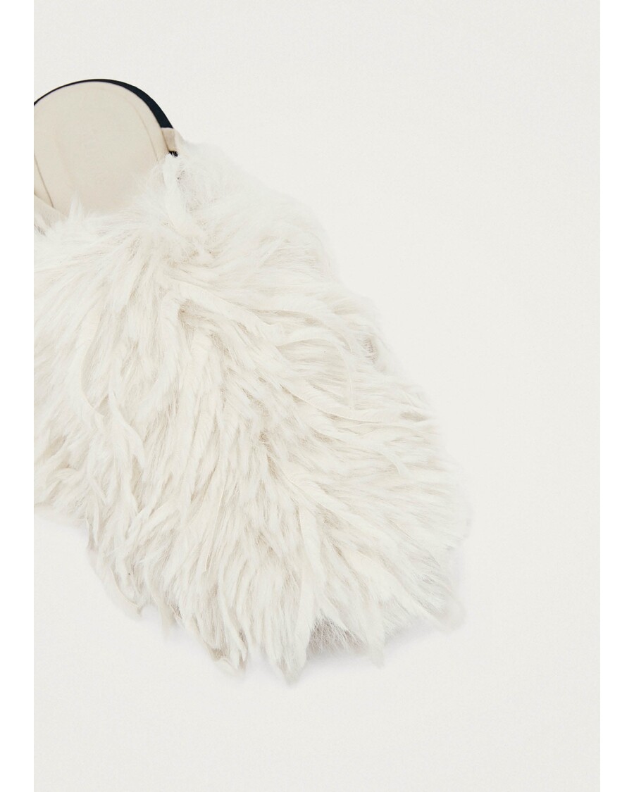 Alohas Maja Furry Cream Leather Mules