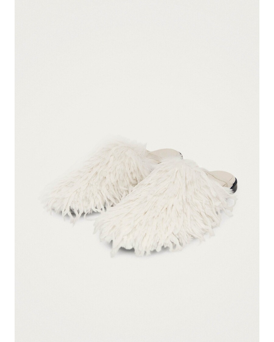 Alohas Maja Furry Cream Leather Mules