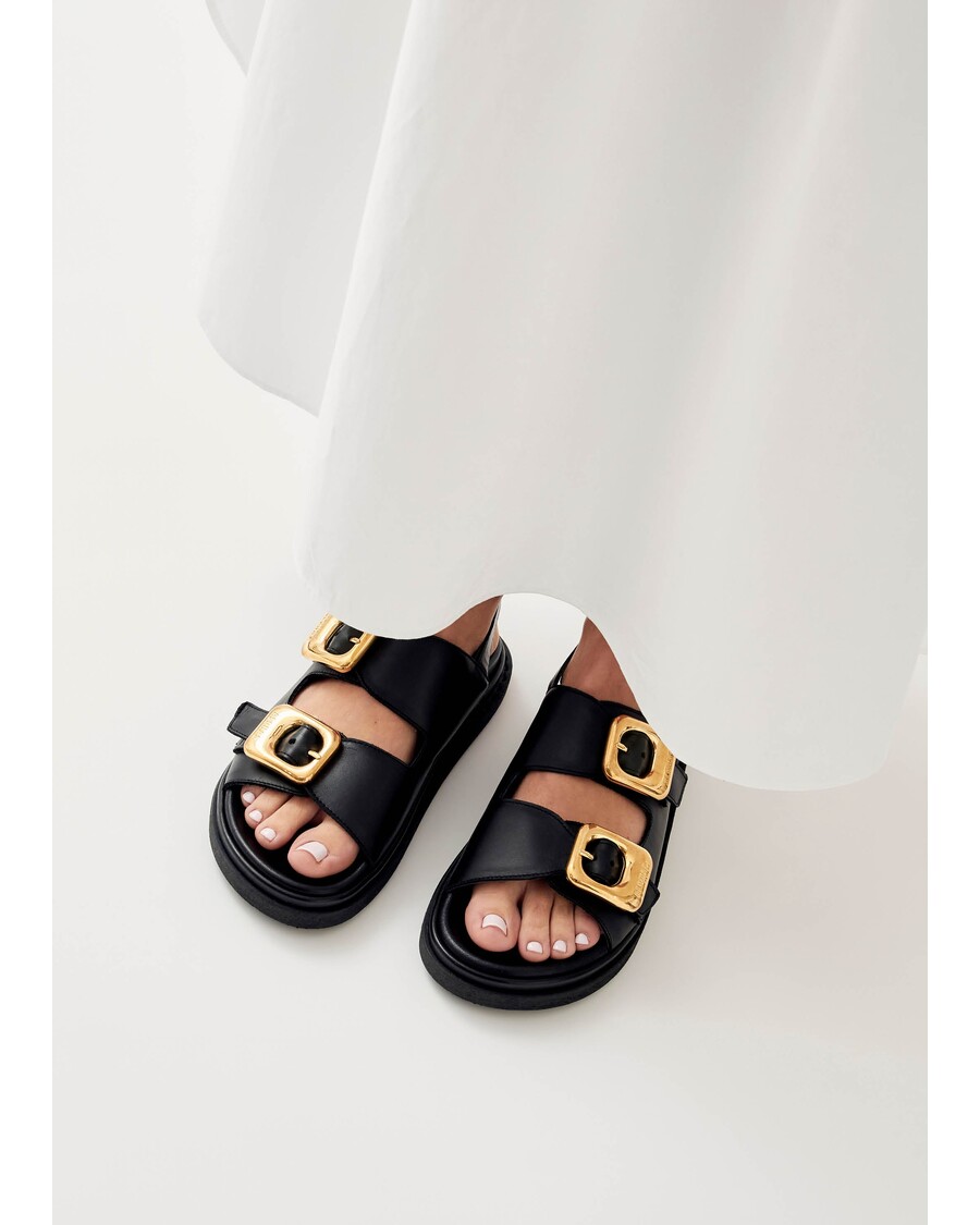 μαύρα δερμάτινα σανδάλια Alohas Daria