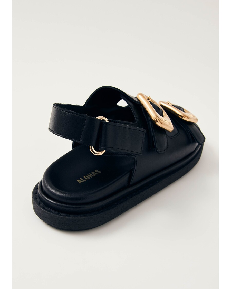 μαύρα δερμάτινα σανδάλια Alohas Daria