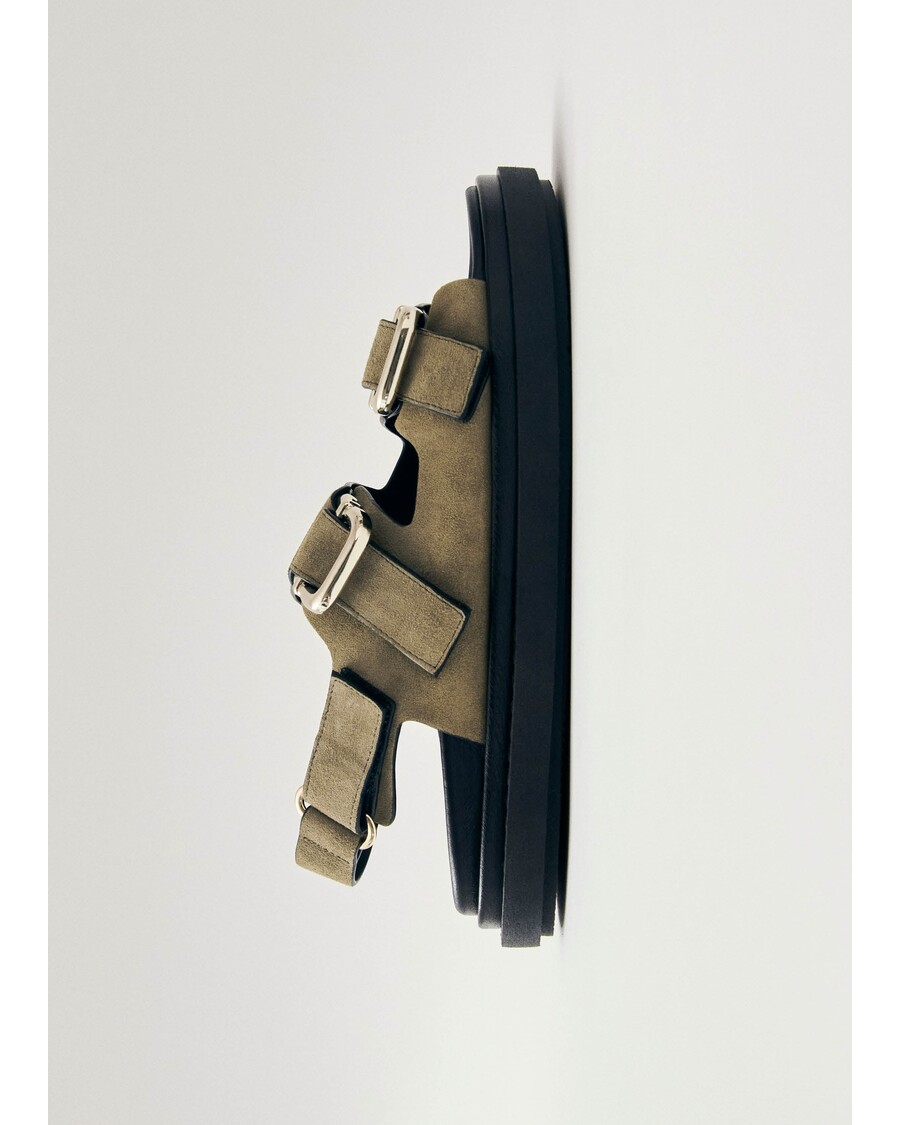 велурени кожени сандали Alohas Harper в цвят каки