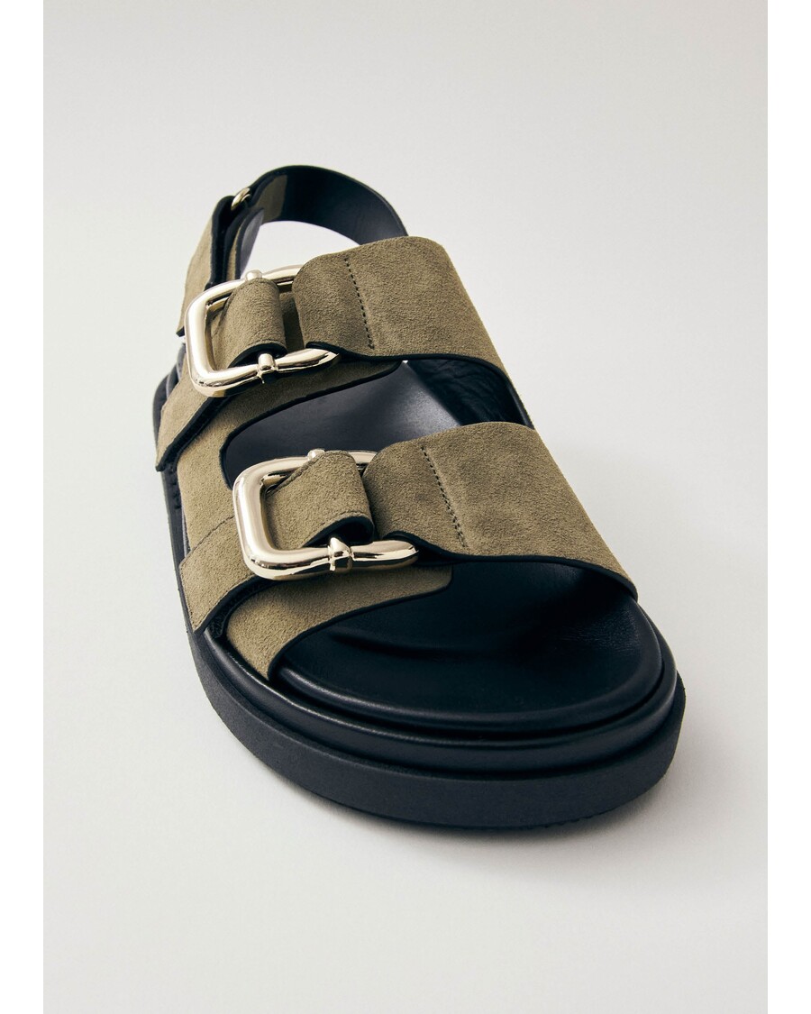 велурени кожени сандали Alohas Harper в цвят каки