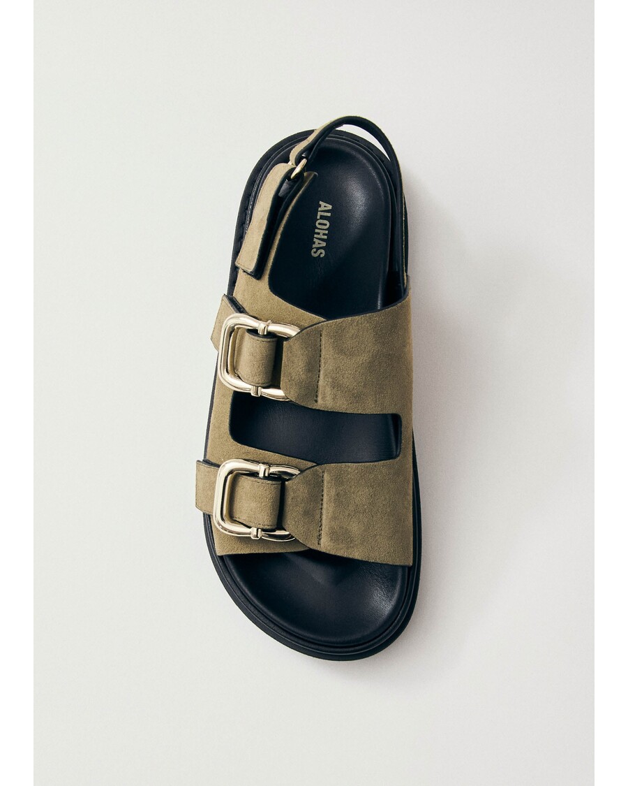 Alohas Harper Suede Khaki Leather Sandals