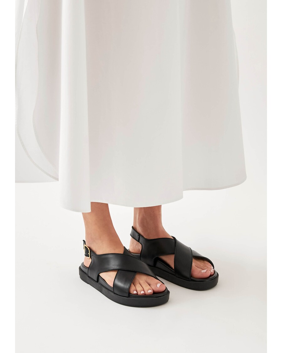 черни кожени сандали Alohas Nico