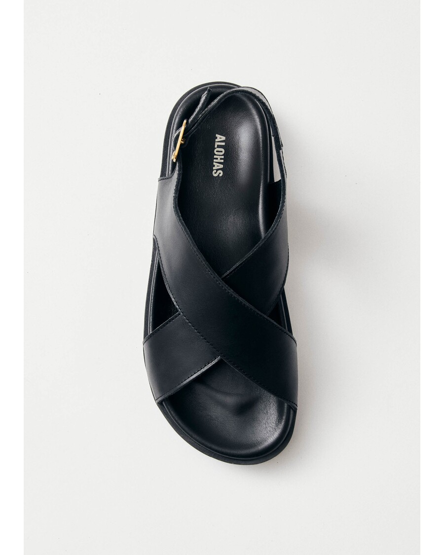 черни кожени сандали Alohas Nico