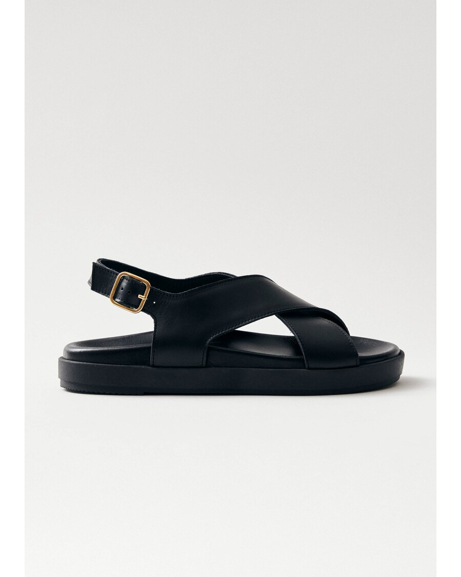 Alohas Nico Black Leather Sandals