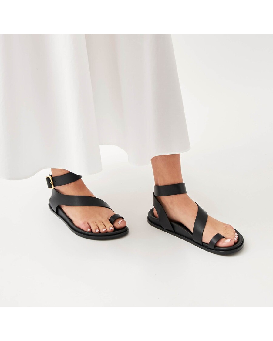 μαύρα δερμάτινα σανδάλια Alohas Myles