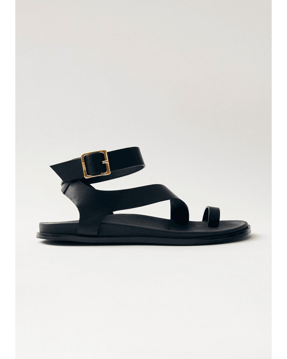 Alohas Myles Crne Kožne Sandale