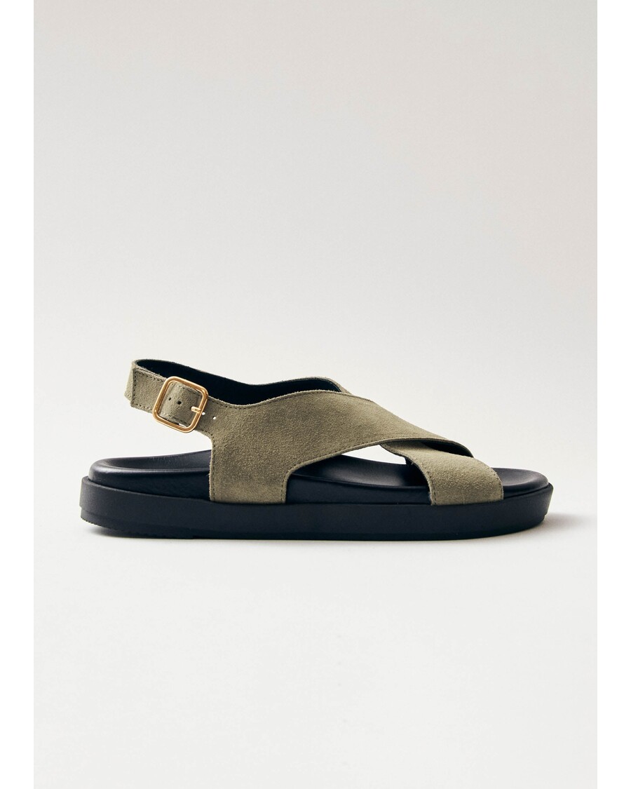 Alohas Nico Suede Khaki Leather Sandals