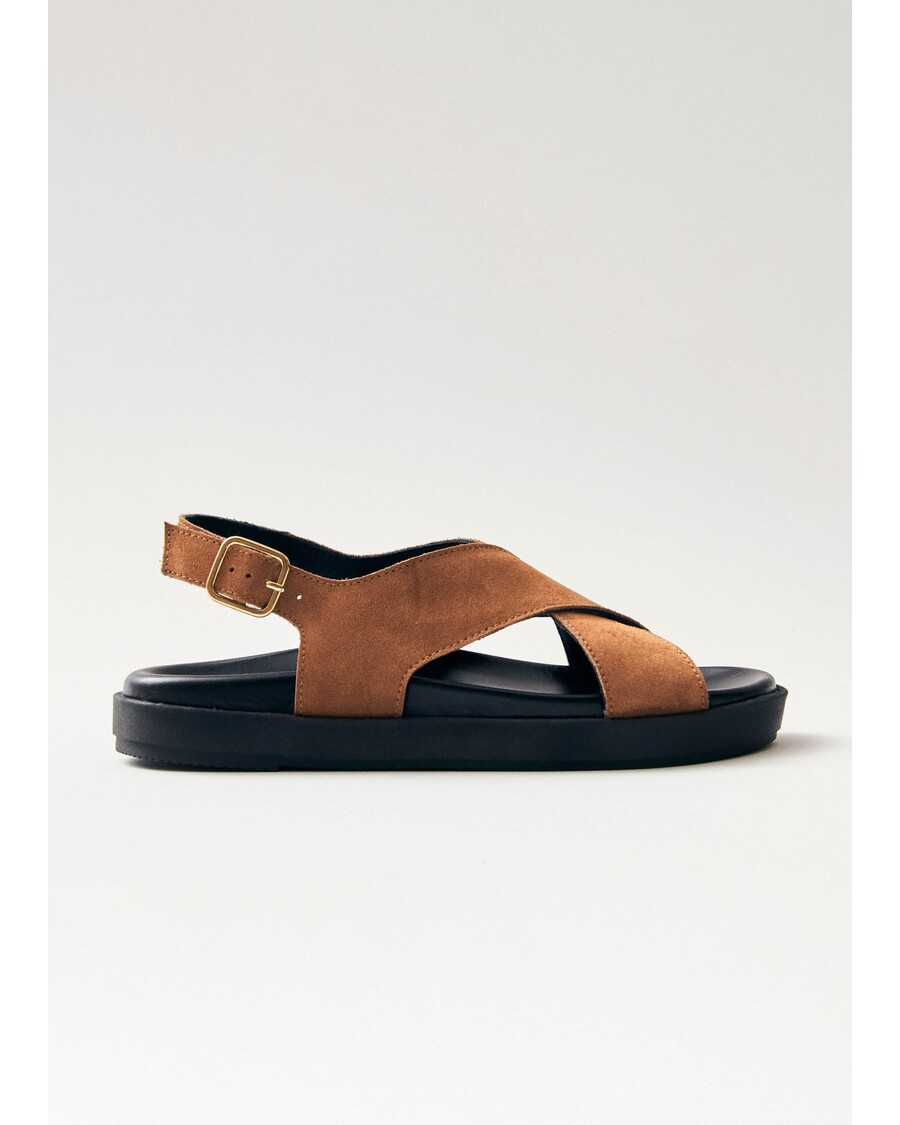 Alohas Nico Suede Brown Leather Sandals