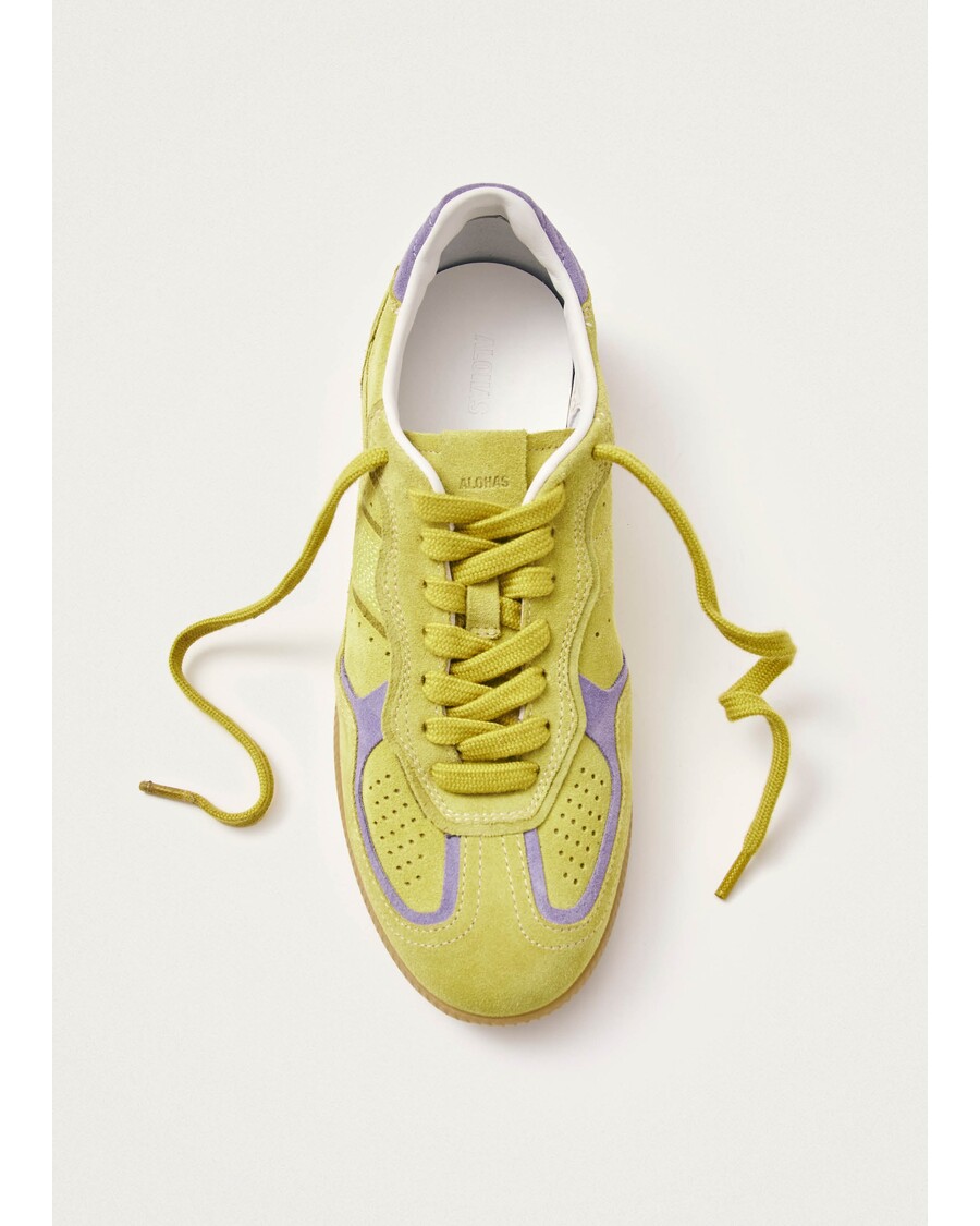 حذاء رياضي ألوهاس Tb.490 من الجلد باللون الأخضر الحمضي