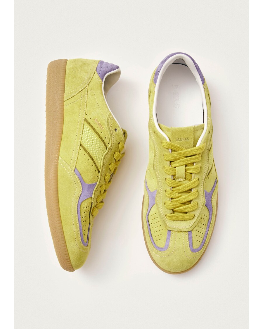 حذاء رياضي ألوهاس Tb.490 من الجلد باللون الأخضر الحمضي