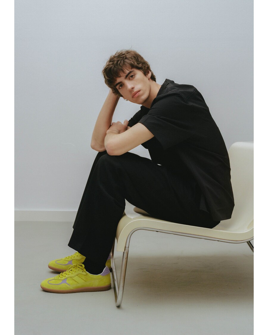 حذاء رياضي ألوهاس Tb.490 من الجلد باللون الأخضر الحمضي