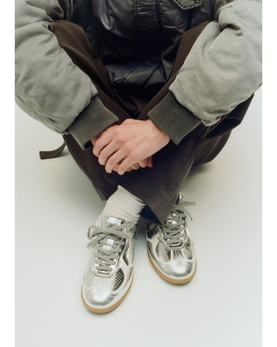 Alohas Tb.490 Rife Shimmer Silver Cream Leather Sneakers