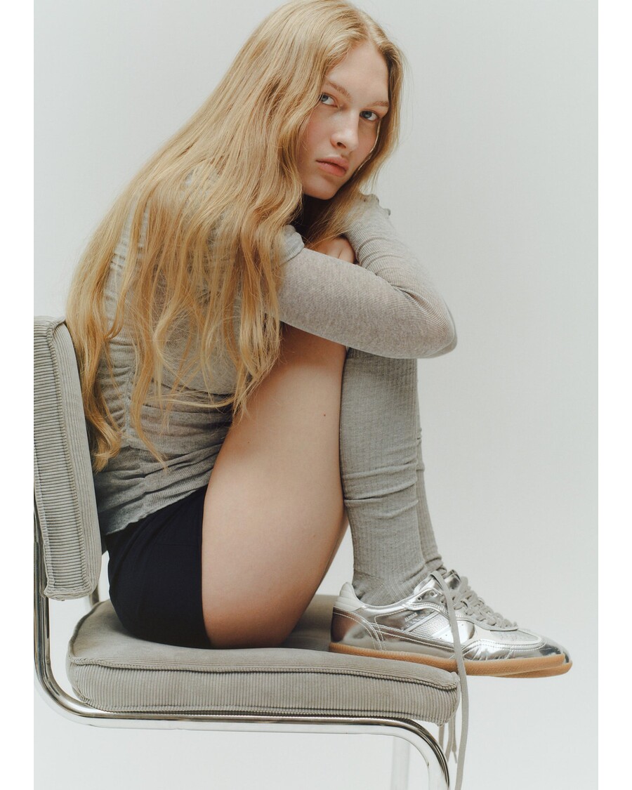 Alohas Tb.490 Rife Shimmer Silver Cream Leather Sneakers