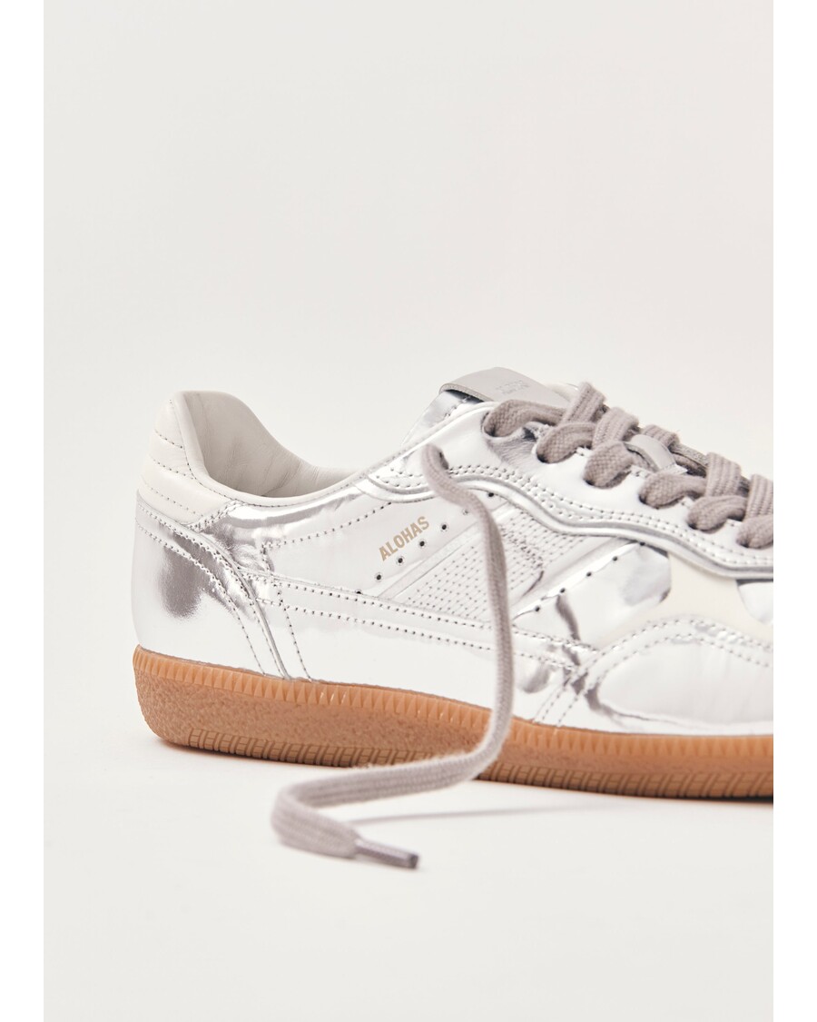Alohas Tb.490 Rife Shimmer Silver Cream Leather Sneakers