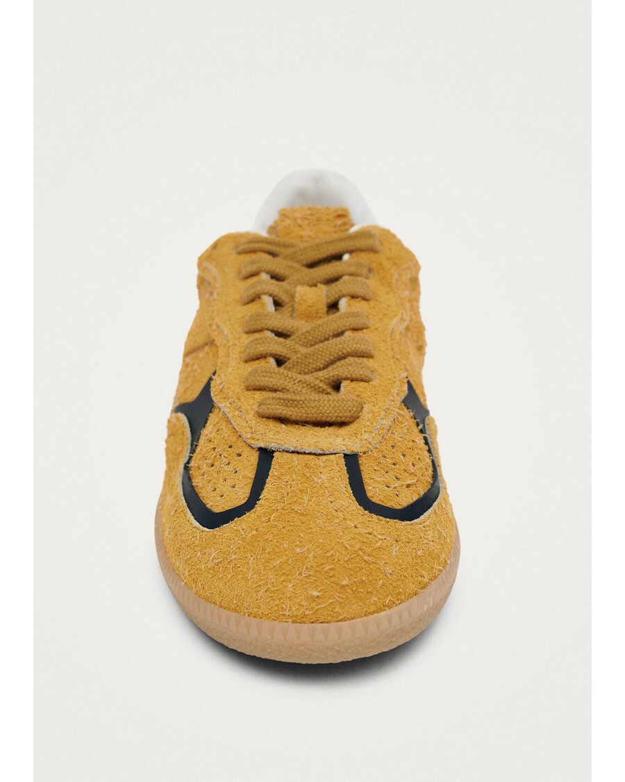 δερμάτινα πάνινα παπούτσια Alohas Tb.490 γεμάτα καστόρινα κίτρινα